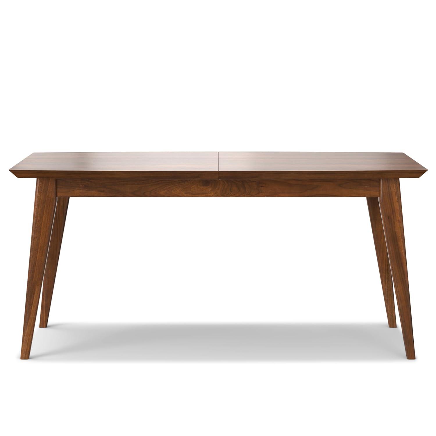 Draper 66-84"W Walnut Extendable Dining Table, Mid-Century Modern Style