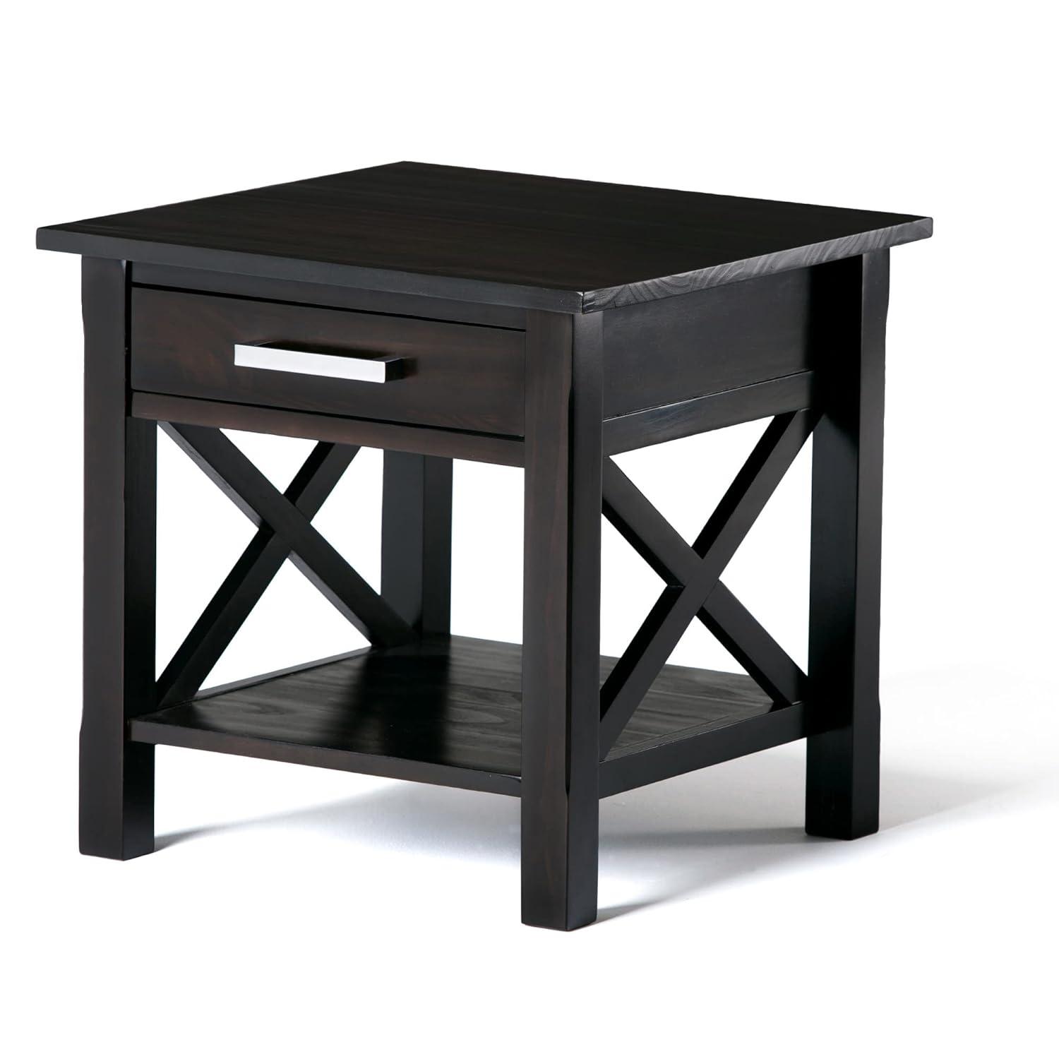 Simpli Home Kitchener 21"W Solid Mango Wood Square End Table with Storage Drawer