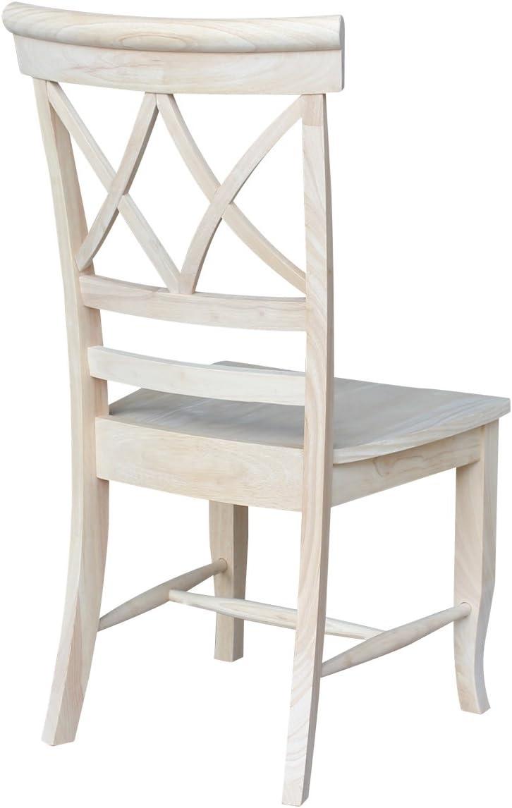 Set of Two White Wood Lattice Dining Chairs