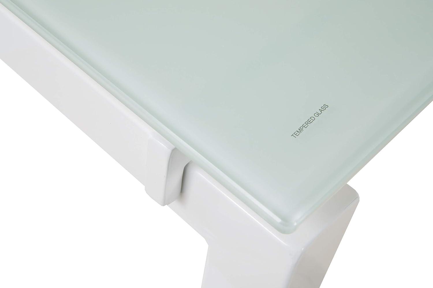 Kingfisher Lane Modern Glass/Metal L Shaped Computer Desk in White