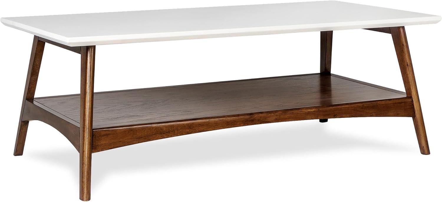 Avenu Mid-Century Rectangular Coffee Table with Oak Veneer Shelf