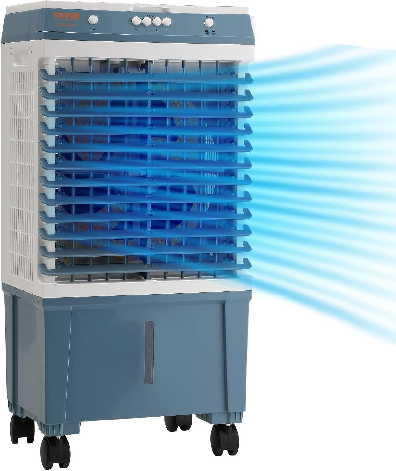 VEVOR 30.7" Blue Evaporative Air Cooler with Remote Control