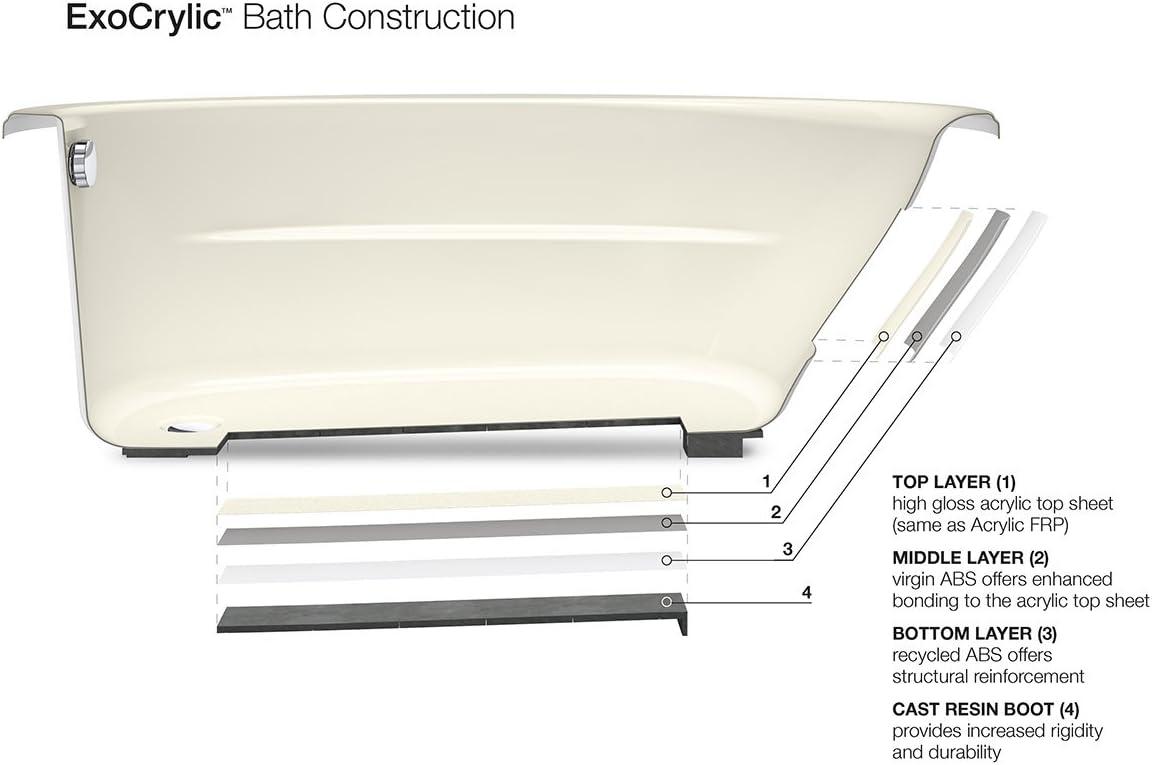 Archer 60" x 30" Alcove Soaking Bathtub with integral flange