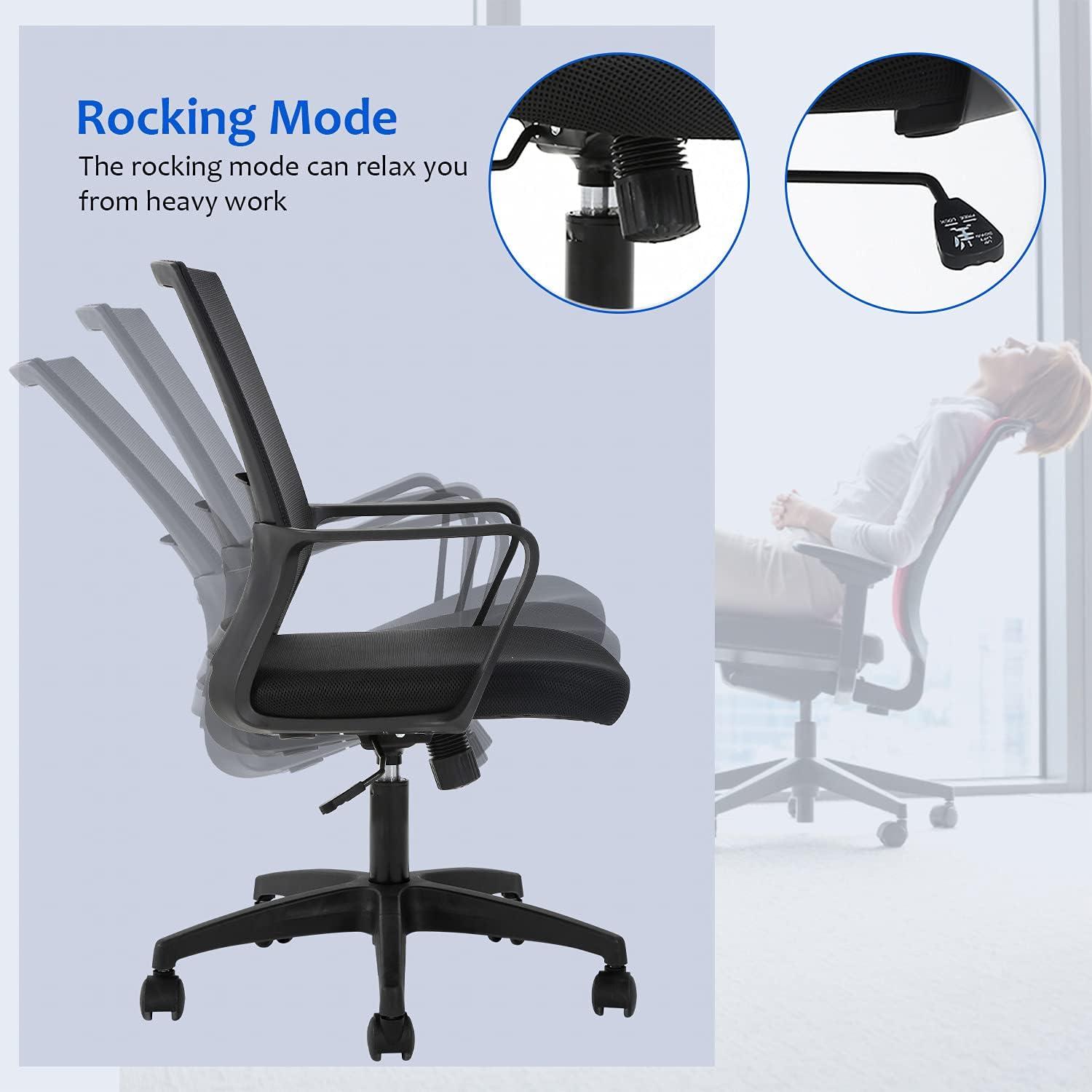 BestMassage Office Chair Mesh Computer Chair Task Chair with Lumbar Support & 360° Swivel Home Office Swivel Chair Modern Desk Chair, Black