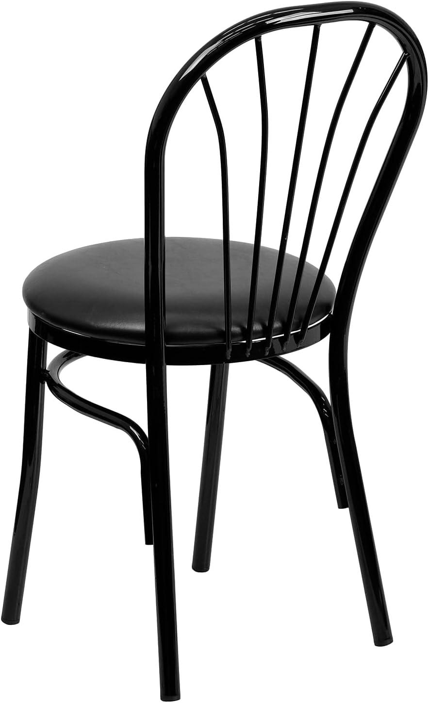 Flash Furniture HERCULES Series Fan Back Metal Chair - Black Vinyl Seat