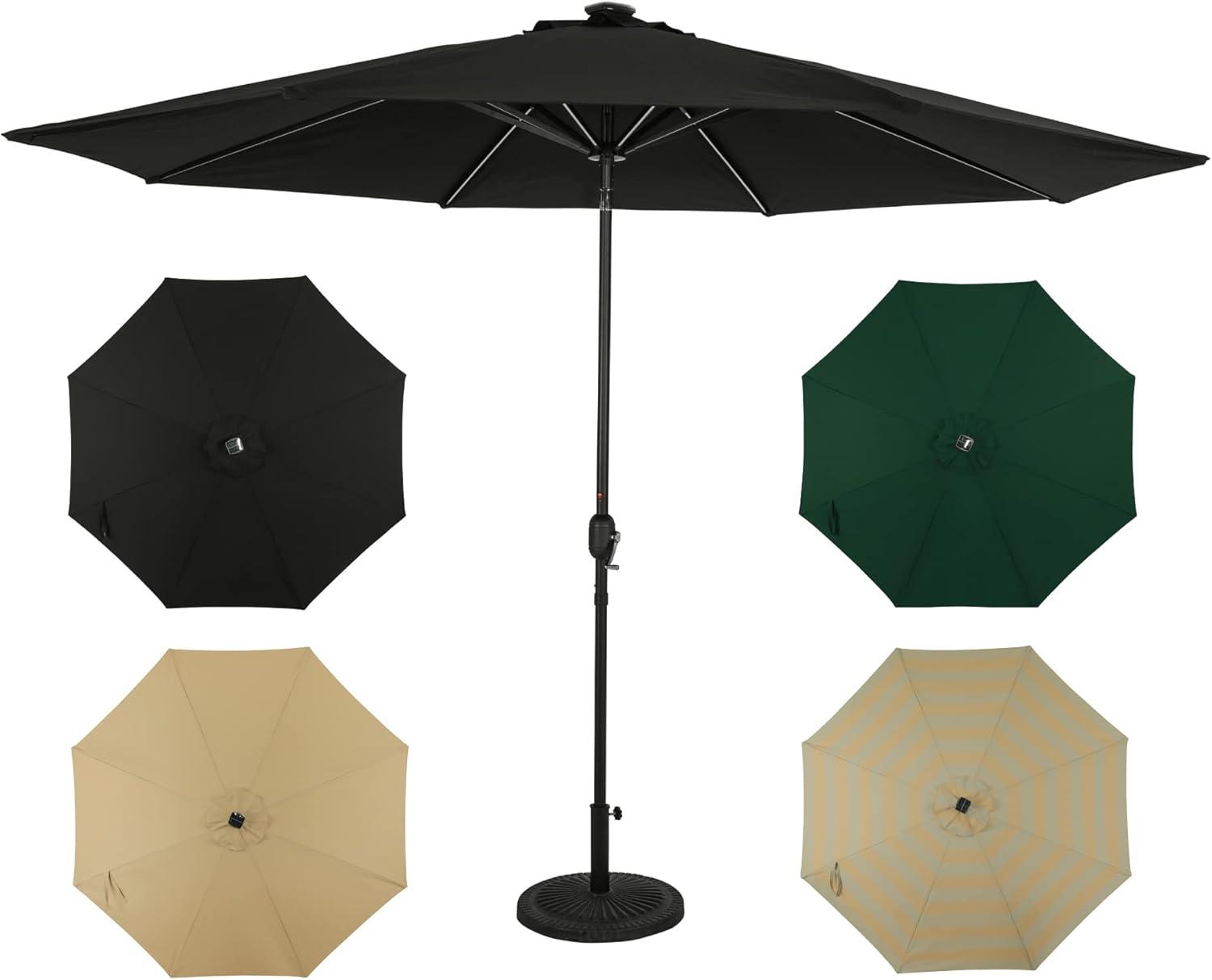 11' x 11' Calypso II Market Patio Umbrella with Solar LED Strip Lights Champagne - Island Umbrella