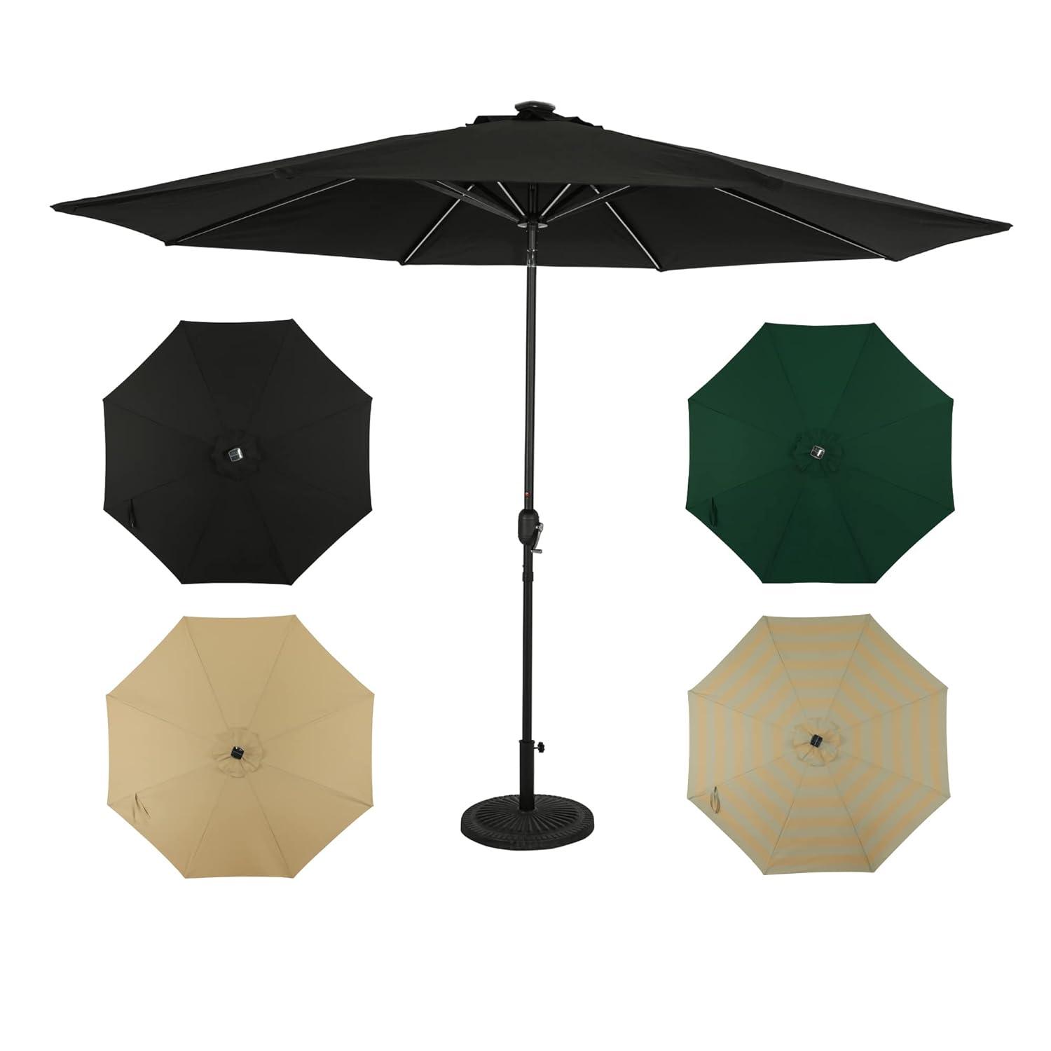 11' x 11' Calypso II Market Patio Umbrella with Solar LED Strip Lights Champagne - Island Umbrella