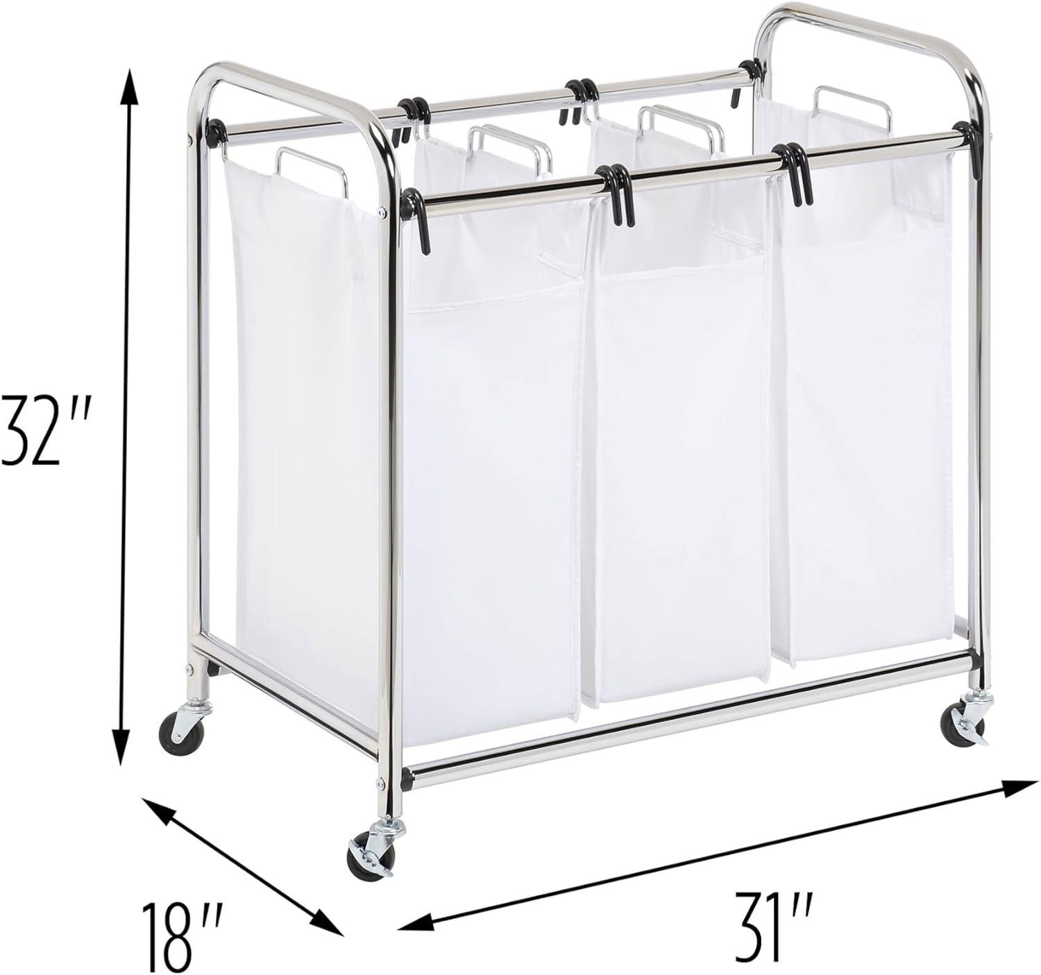 Honey-Can-Do White 3 Bag Steel Heavy-Duty Laundry Sorter