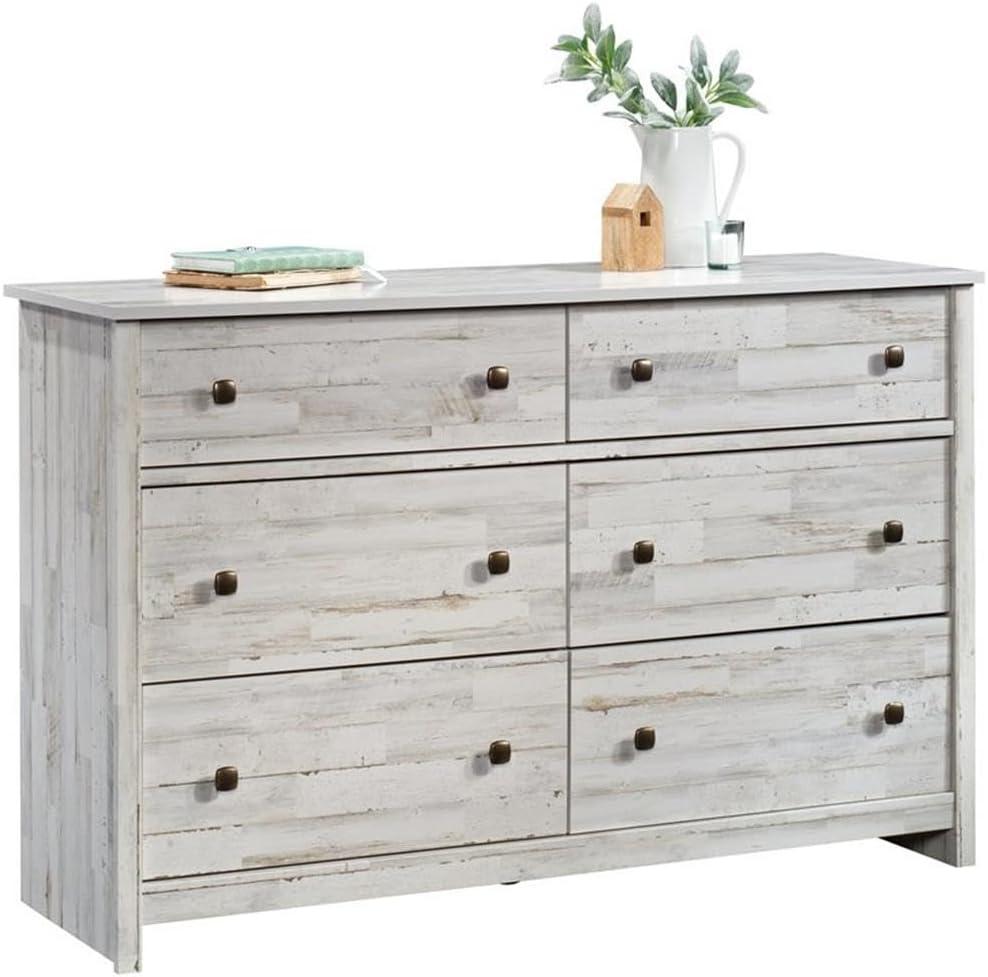River Ranch 6 Drawer Dresser White Plank - Sauder: Modern Storage Solution for Adult Bedroom