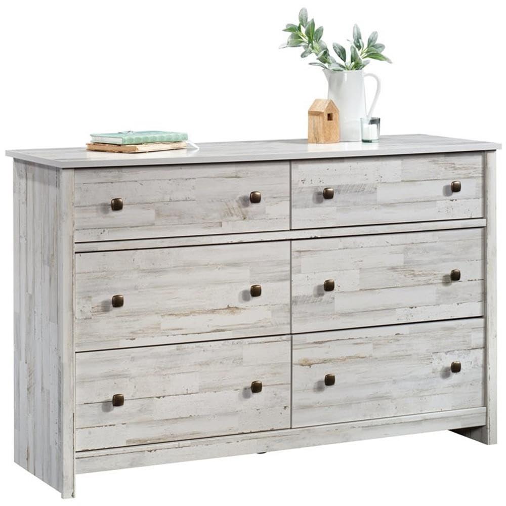 River Ranch 6 Drawer Dresser White Plank - Sauder: Modern Storage Solution for Adult Bedroom