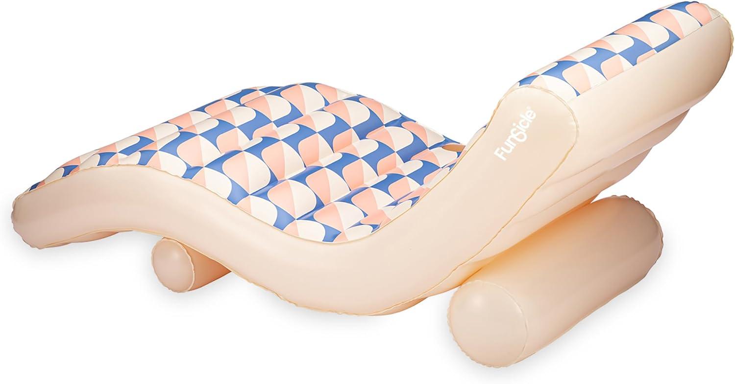 Funsicle: Inflatable Deco FunChaiser Pool & Water Float Lounge - Blue & Cream