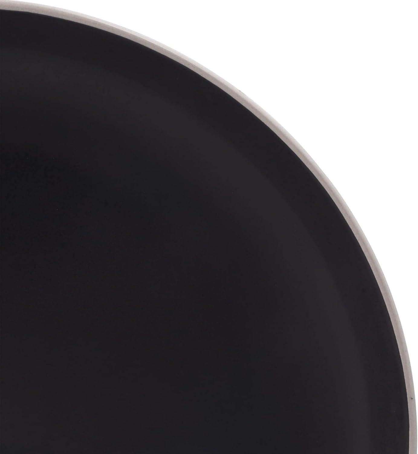 Black Ceramic 12-Piece Dinnerware Set with Glossy Rim