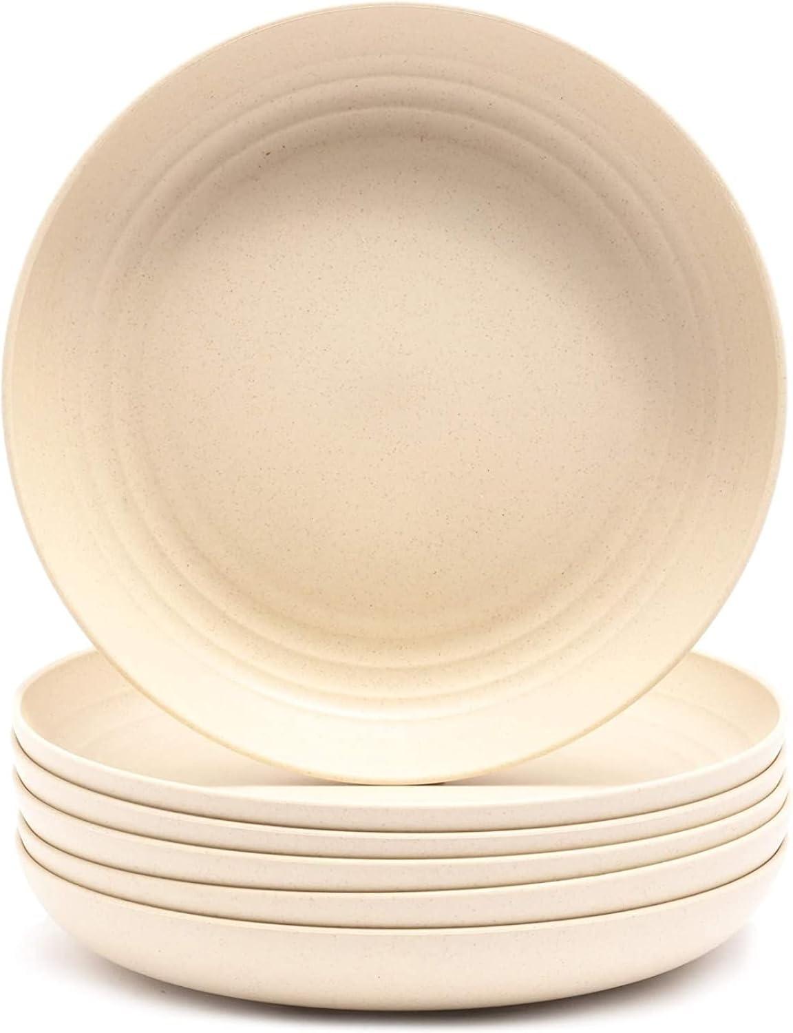 Juvale 6 Pack Unbreakable & Sturdy Wheat Straw Dinner Plates for Kids & Adults, Beige, 9 in