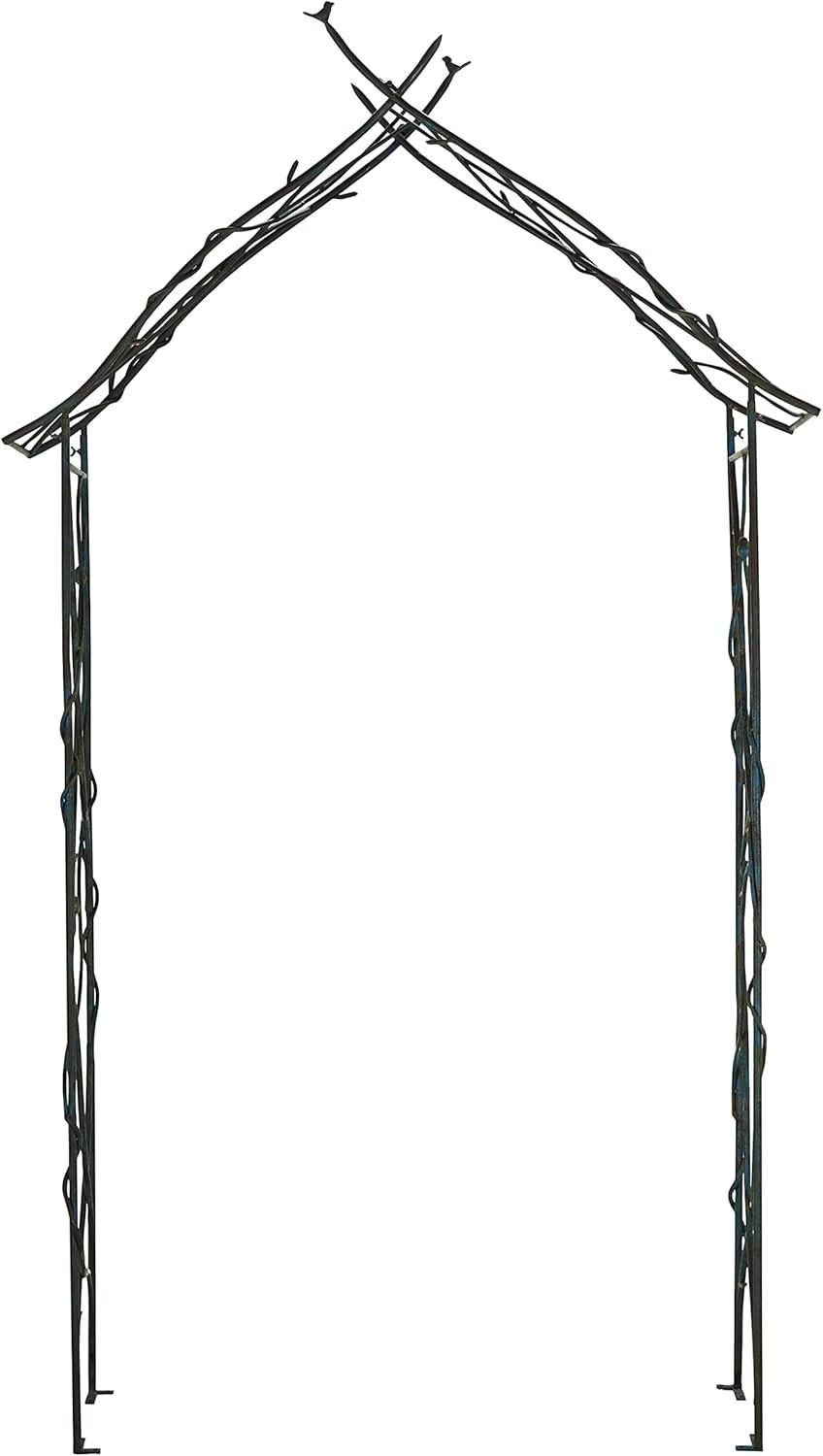 Black Metal Arched Garden Arbor with Sculpted Branches