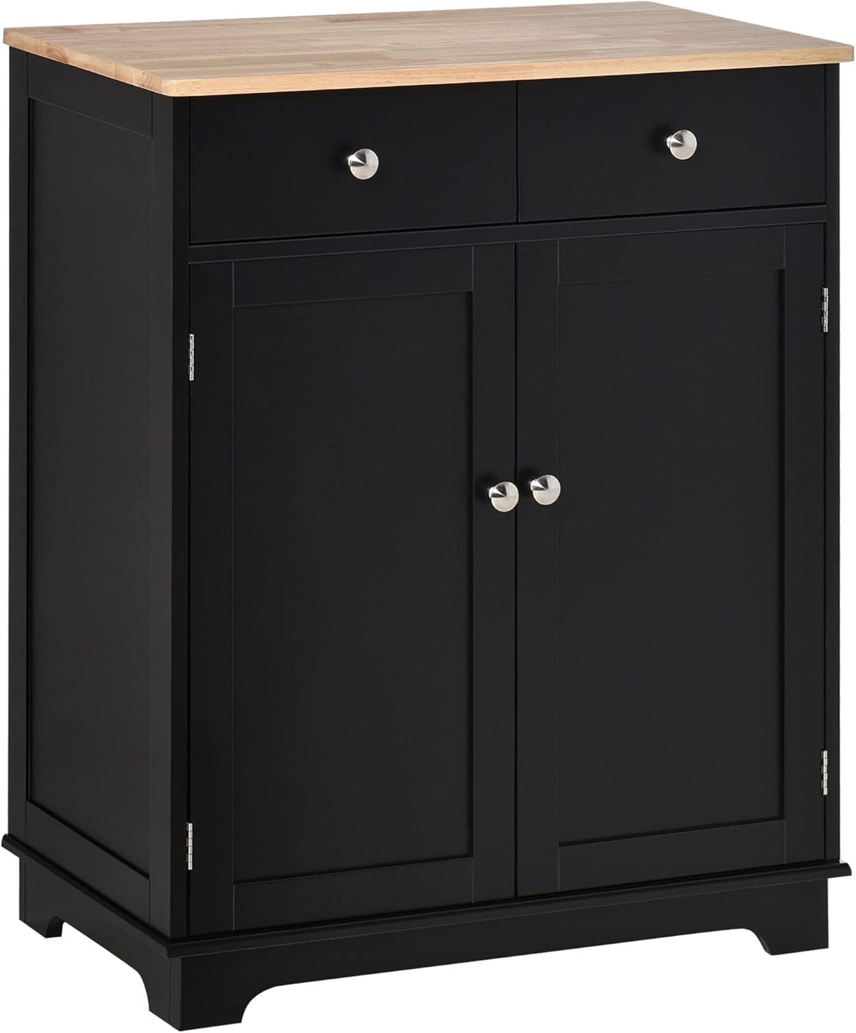 HOMCOM Sideboard Buffet Cabinet with 2 Drawers, Adjustable Shelf for Living Room, Black