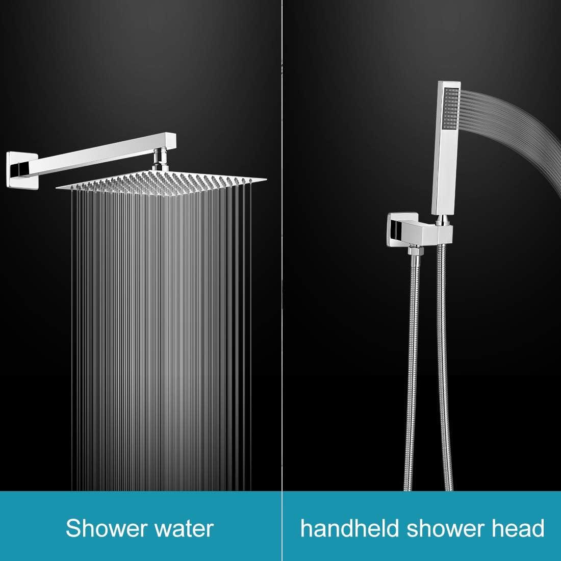 10-Inch Polished Chrome Square Rain Shower System with Handheld