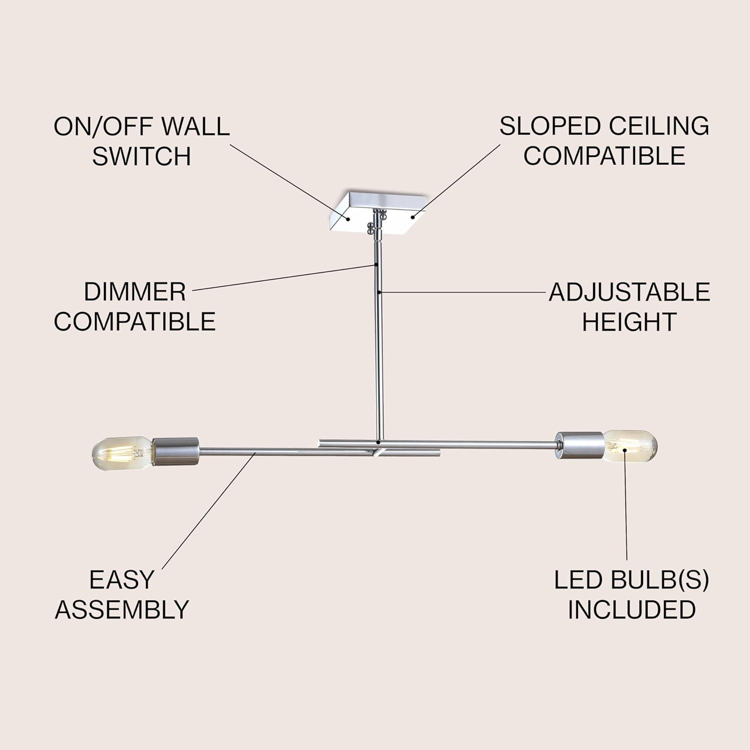 Turing 30.5" Adjustable Chrome LED Linear Pendant