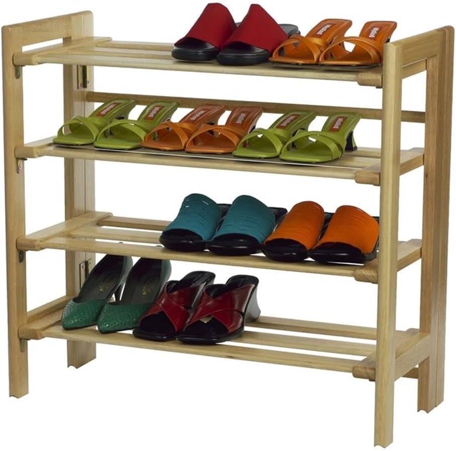 Clifford Foldable Shoe Rack Natural - Winsome: Adjustable, Easy Storage, 12 Pairs Capacity, Wood Frame