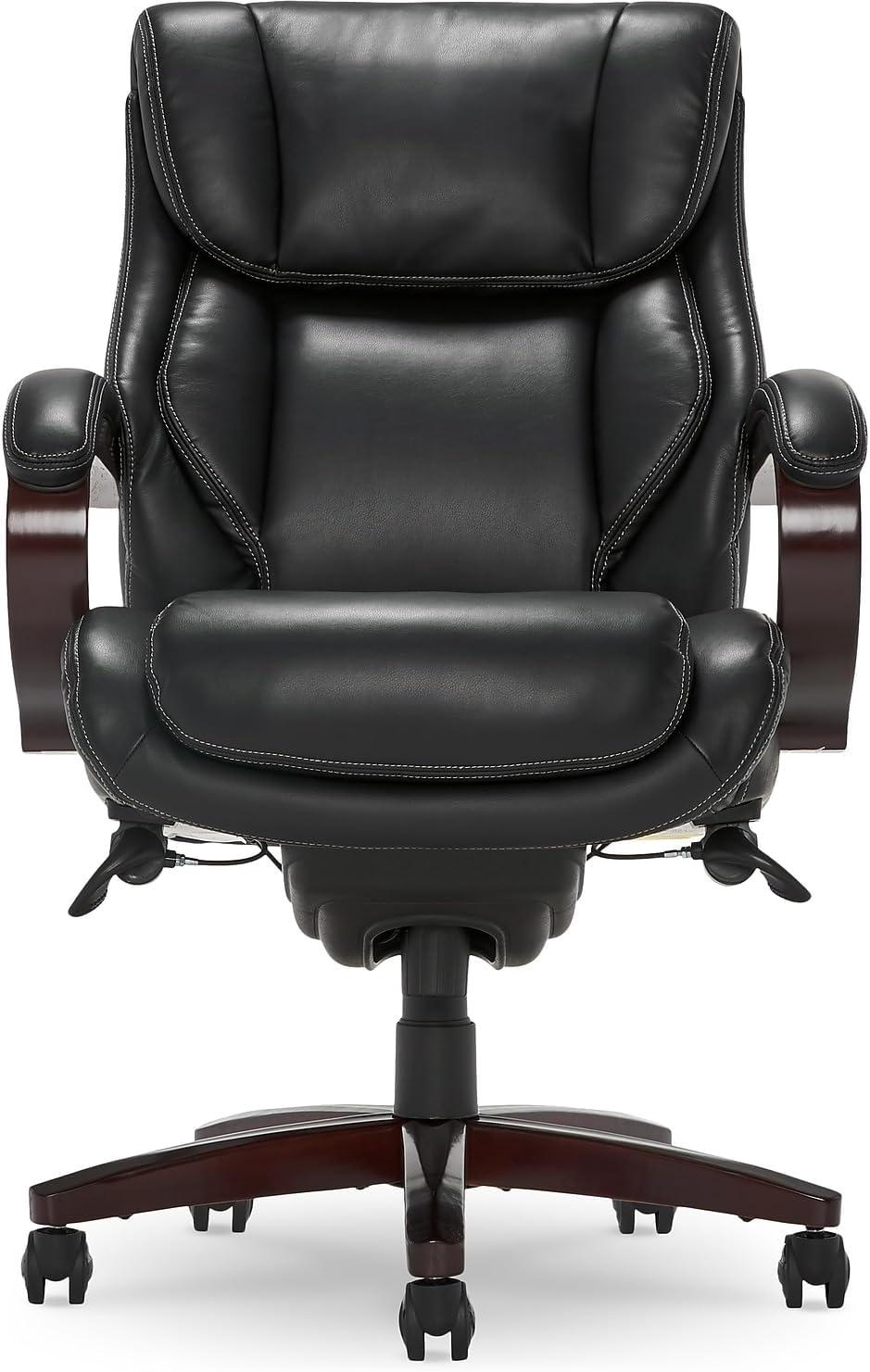 La-Z-Boy Bellamy Executive Office Chair Black: Ergonomic, Swivel, Adjustable Height, Wood Frame