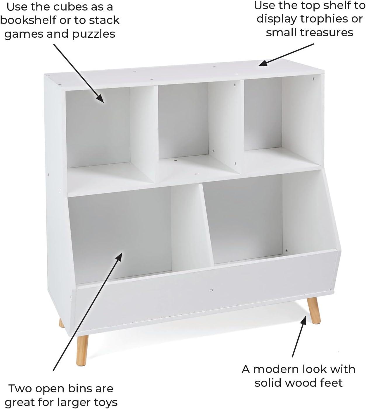 White Wooden Kids Toy Storage Cubby with Feet