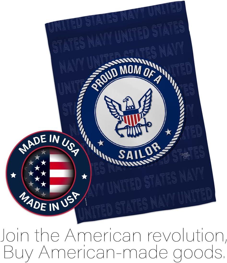 Proud Mom Sailor Garden Flag - Armed Forces Navy USN Seabee United State American Military Veteran Retire Official - House Decoration Banner Small Yard Gift Double-Sided Made In USA 13 X 18.5