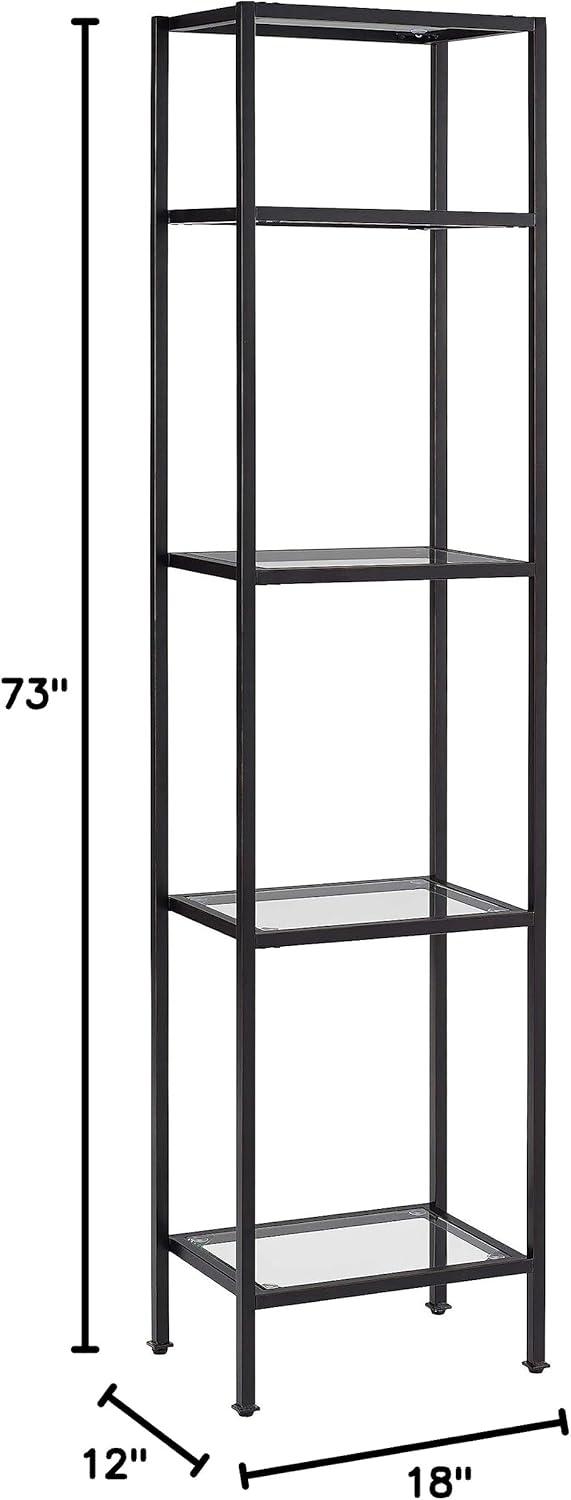 73" Aimee Narrow Etagere Oil Rubbed Bronze - Crosley: Tempered Glass, 4-Tier Storage, Steel Frame