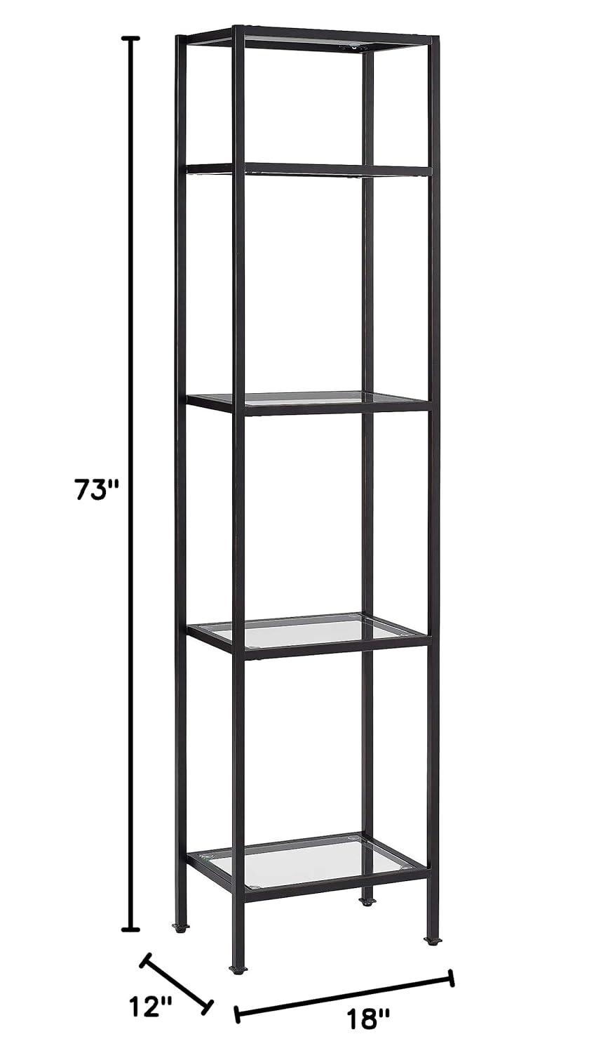 73" Aimee Narrow Etagere Oil Rubbed Bronze - Crosley: Tempered Glass, 4-Tier Storage, Steel Frame