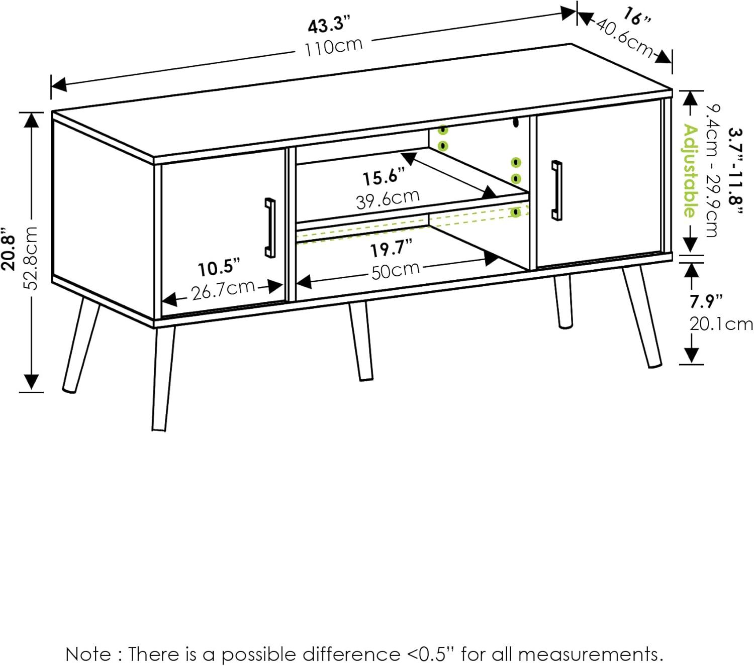 Furinno Mid-Century TV Stand Entertainment Media Console w/2 Cabinets&Open Storage Shelves for TVs up to 50",Espresso