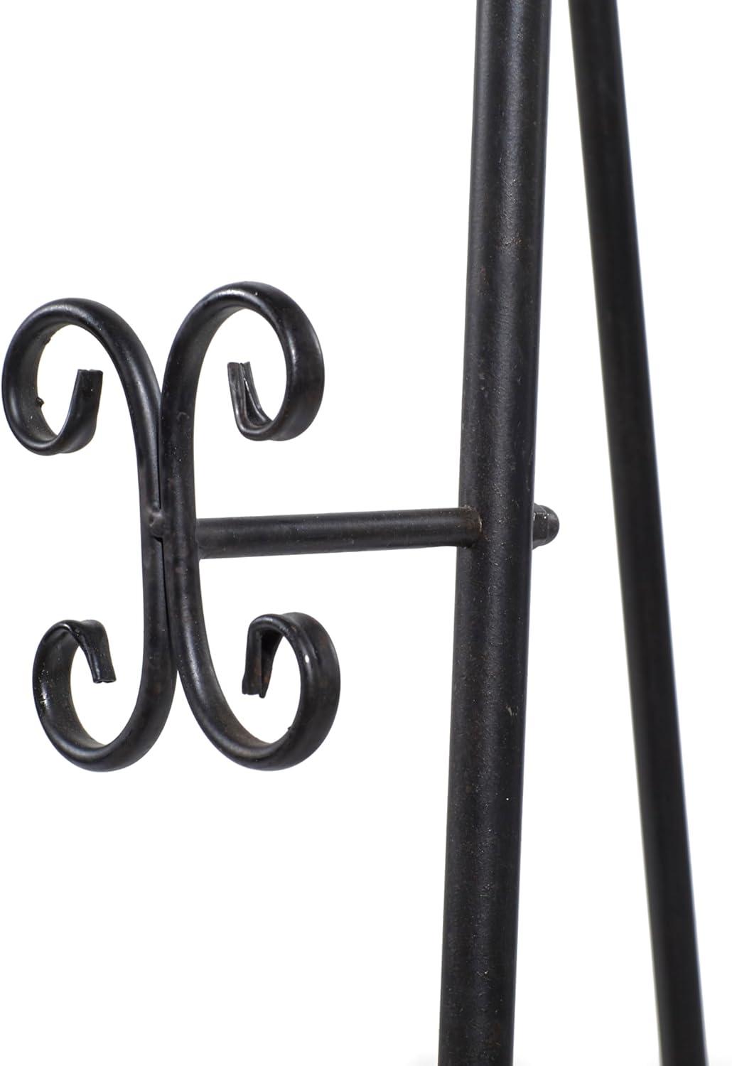 DecMode Traditional Black Metal Easel with Fleur de Lis Designs and Support Chain, 23"W x 66"H