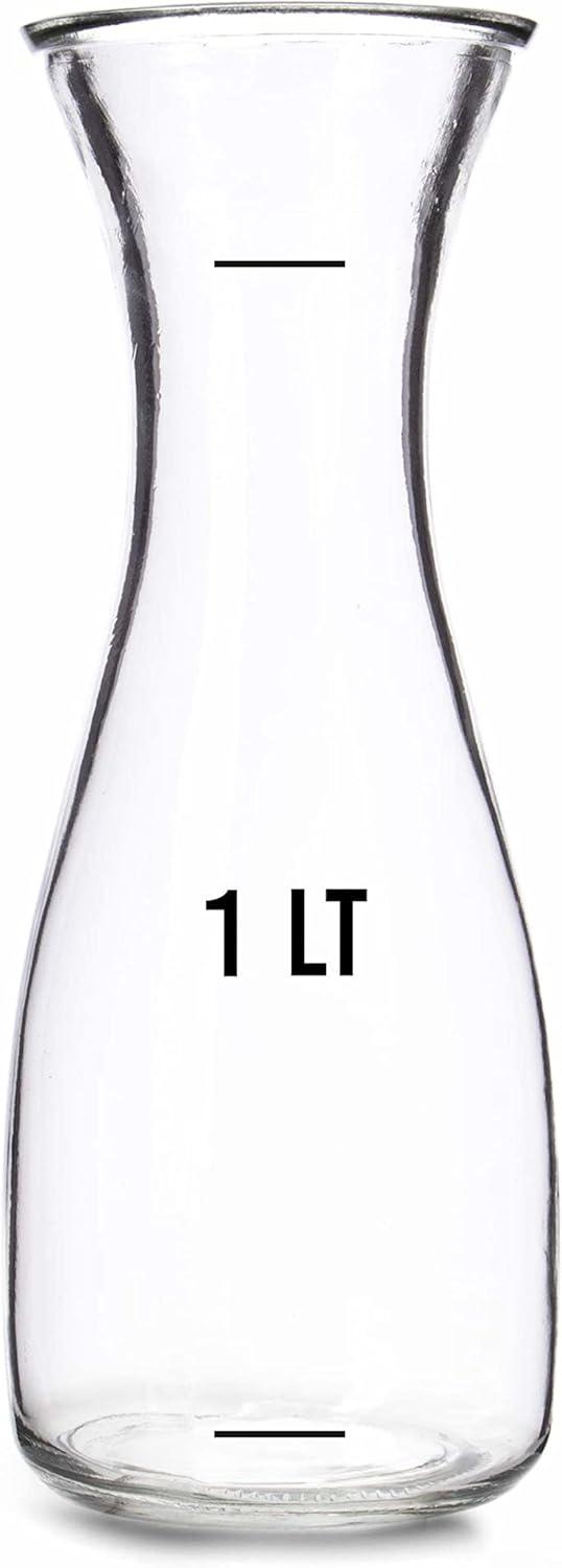 Clear Glass 34 oz Round Carafe for Beverages and Centerpieces