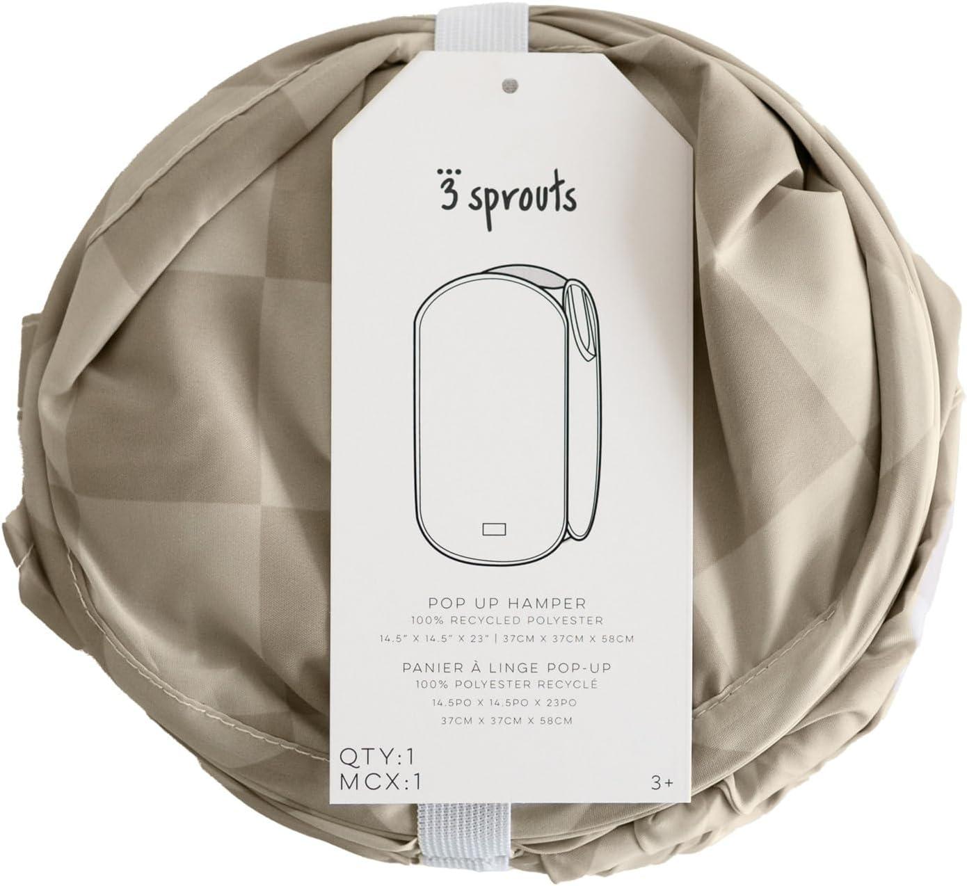 3 Sprouts Baby & Kids Recycled Fabric Pop-up Laundry Hamper - Gingham Beige