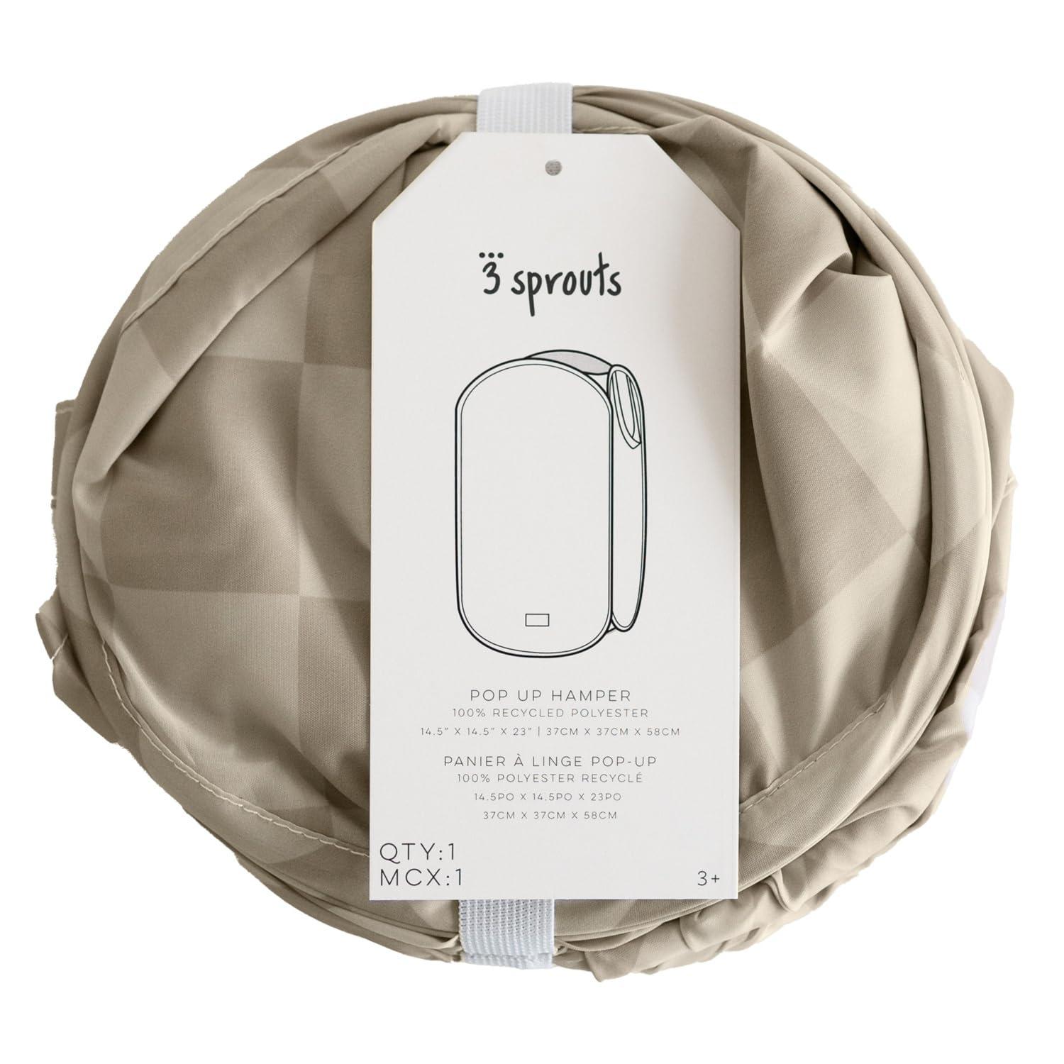 3 Sprouts Baby & Kids Recycled Fabric Pop-up Laundry Hamper - Gingham Beige