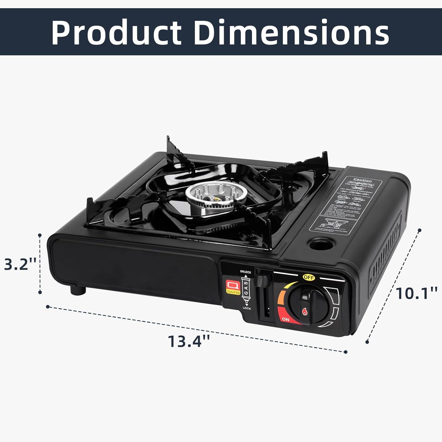 Portable Black Aluminum Single Burner Dual Fuel Gas Stove