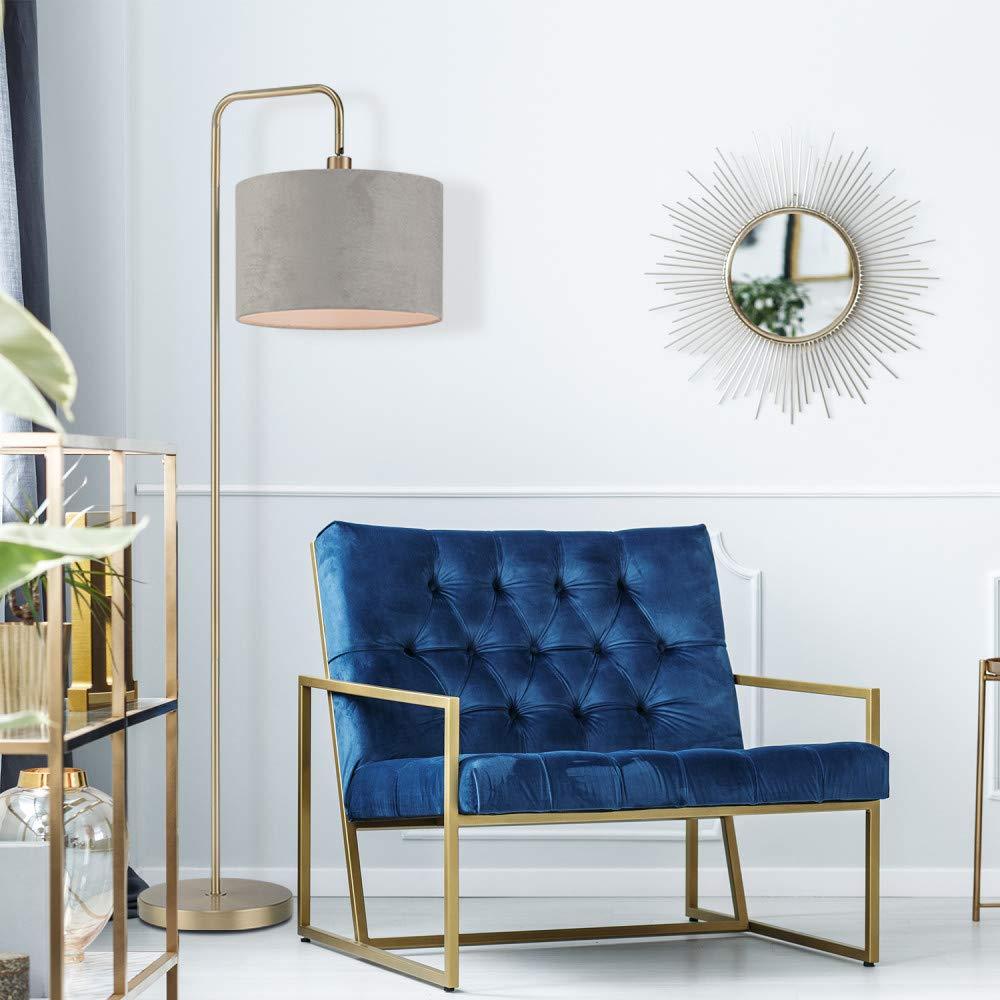 Globe Electric Barden 58" Brass Floor Lamp with Light Gray Velvet Shade, 67398