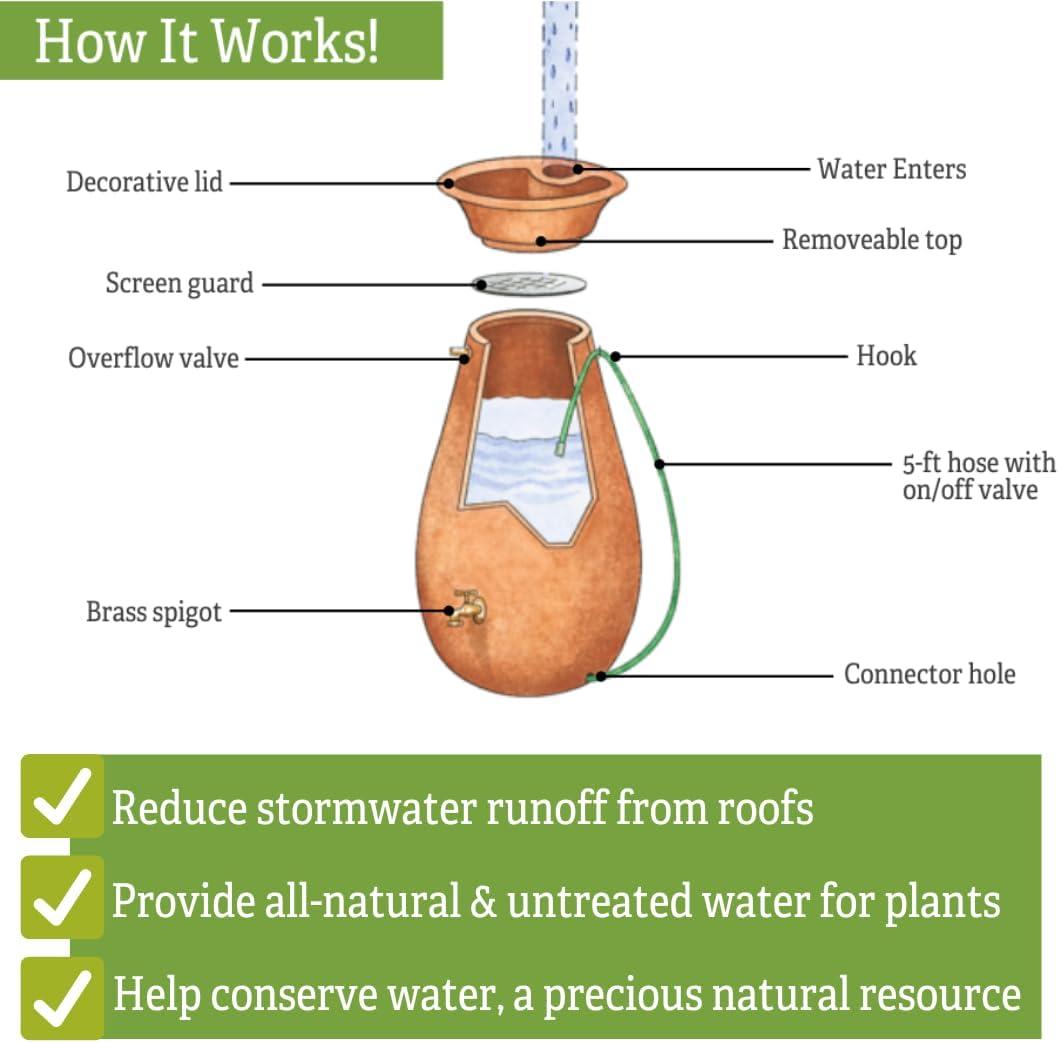 Algreen 65 Gallon Plastic Rain Barrel with Planter Top