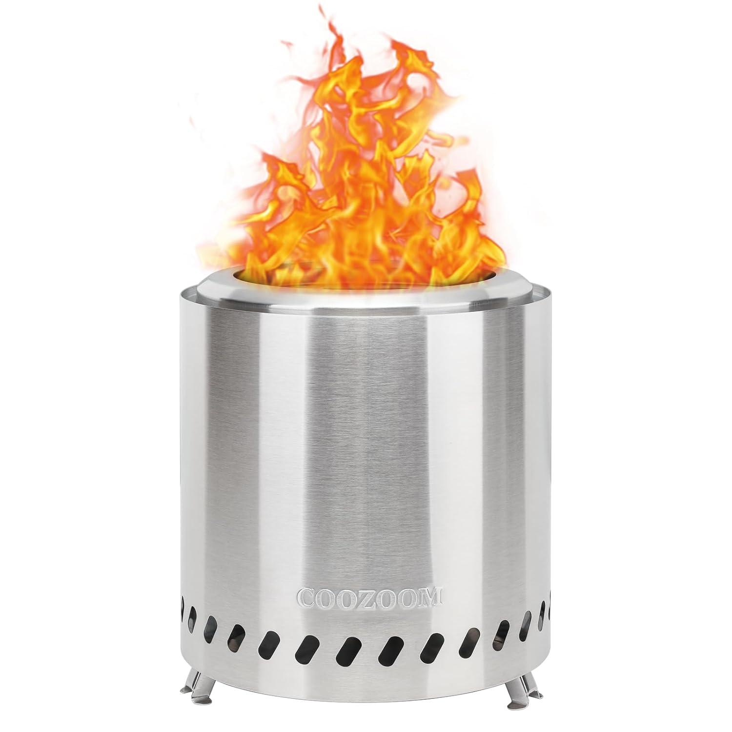 Smokeless Fire Pit 9.6 in. H Outdoor Portable Stainless Steel Tabletop Wood Burning Fire Pit with Storage Bag, Green