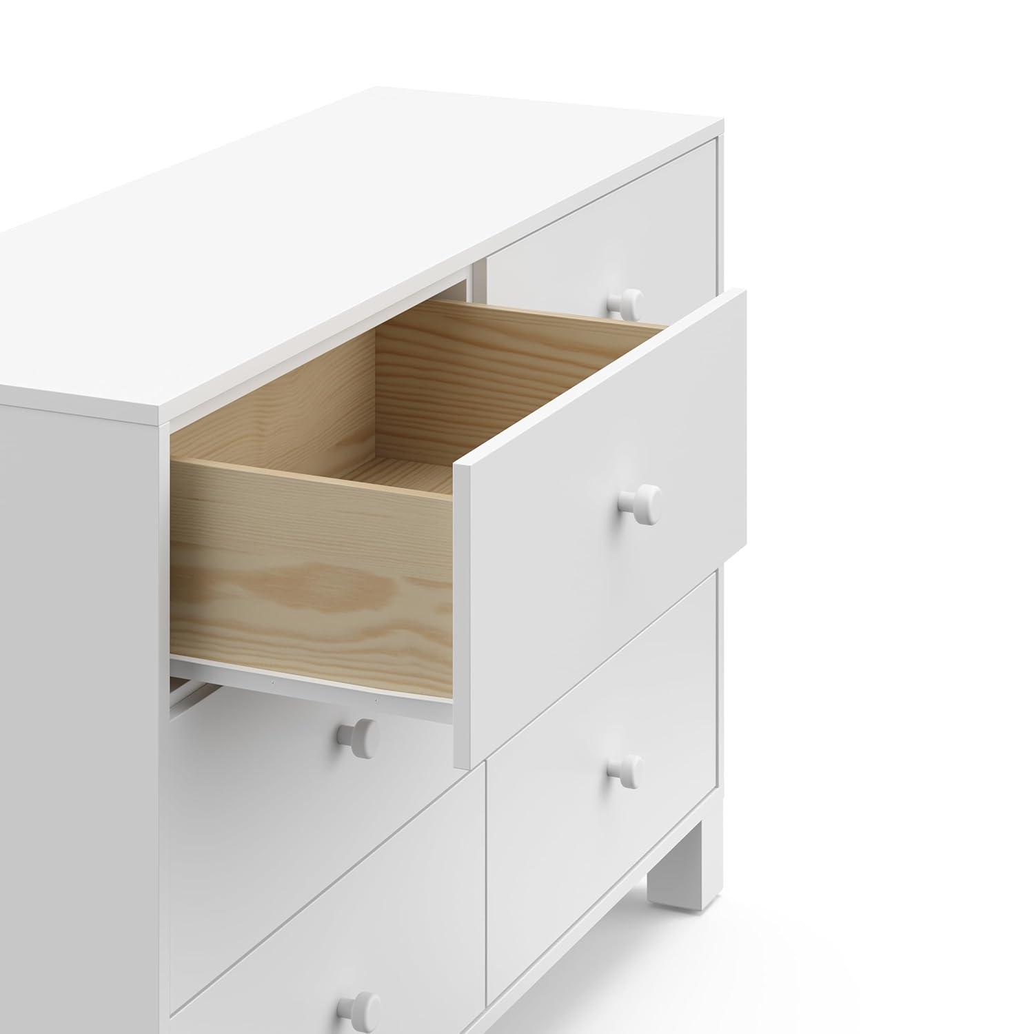 White Wood 6-Drawer Nursery Dresser with Safety Features