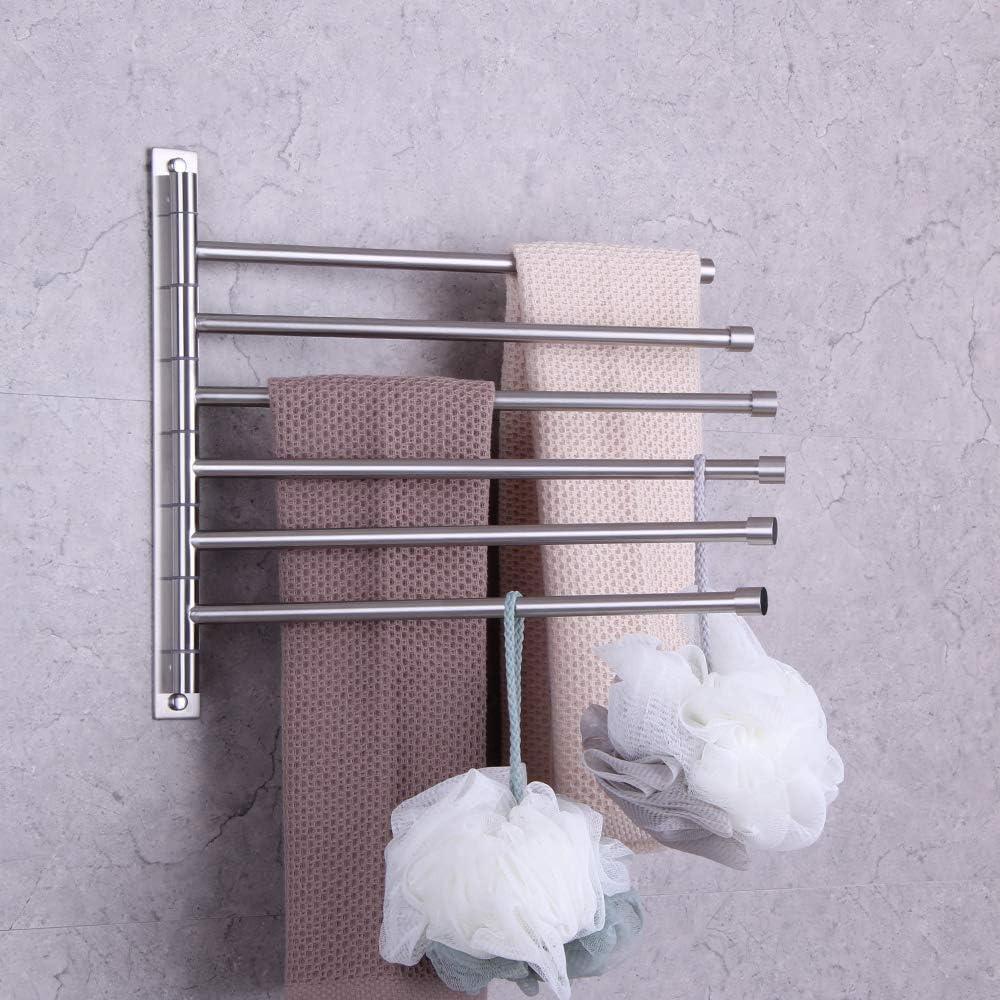 Brushed Stainless Steel Wall Mounted Swing Arm Towel Rack