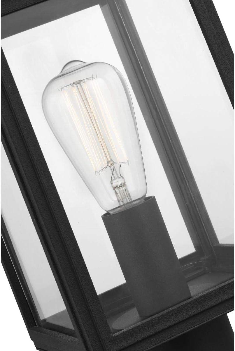 Progress Lighting Grandbury 1-Light Outdoor Post Light in Black with Clear Glass Panels and DURASHIELD Material