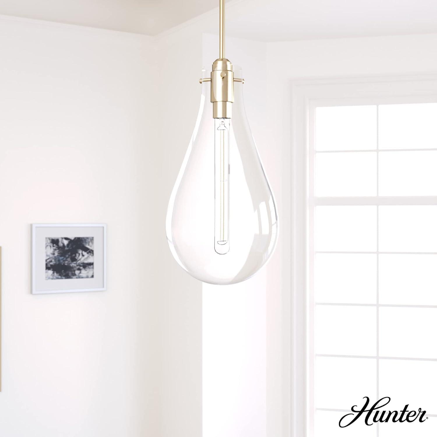 Hunter - Lundin 1-light Alturas Gold, Medium Size Pendant Light, Dimmable, Formal Style, Teardrop Shaped, for Bedrooms, Kitchens, Dining, Living Rooms - 19564