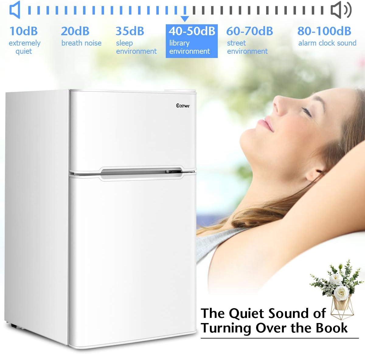 Costway Costway 3.2 Cubic Feet Portable Freestanding Mini Fridge with Freezer