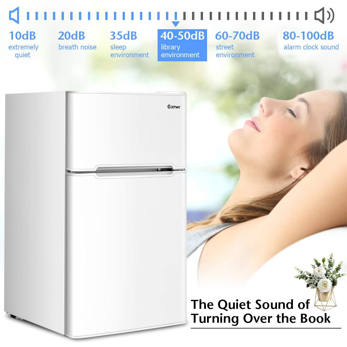 Costway Costway 3.2 Cubic Feet Portable Freestanding Mini Fridge with Freezer