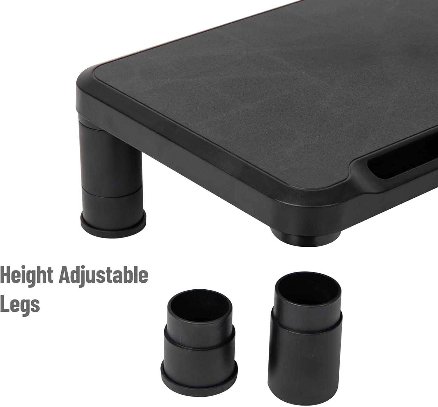 Adjustable Black Plastic Monitor Stands, Set of 2