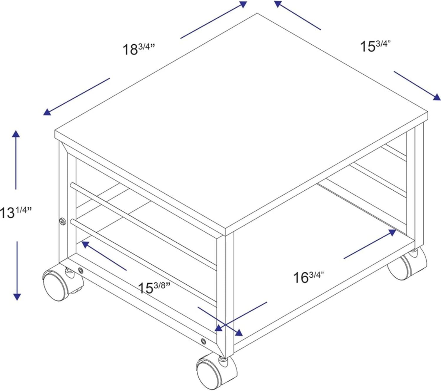 Weathered Charcoal Underdesk Mobile Machine Stand with Metal Frame