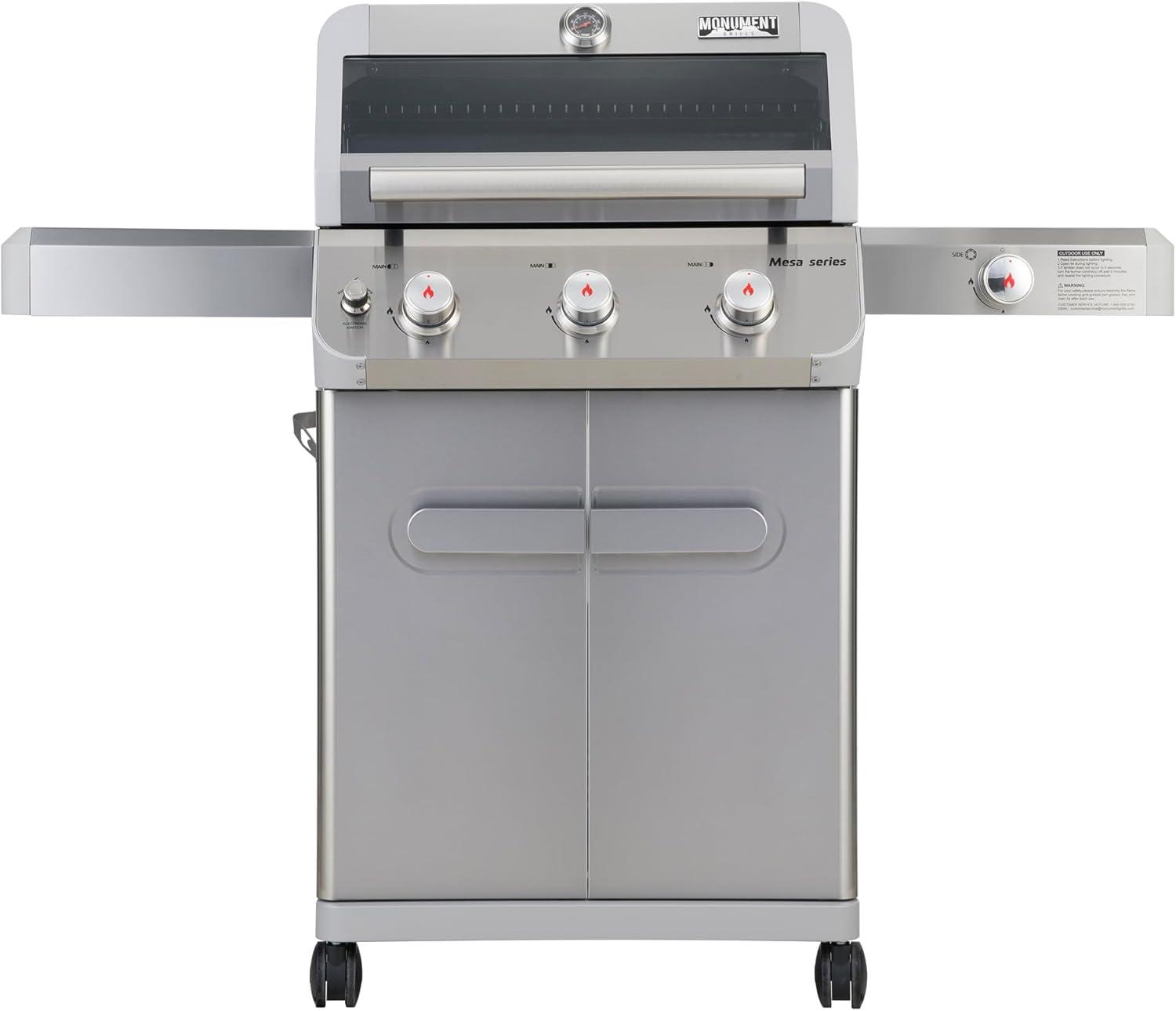 Monument Grills Mesa Series3-Burner 48000 BTU Propane Gas Grill with 1 Side Burner