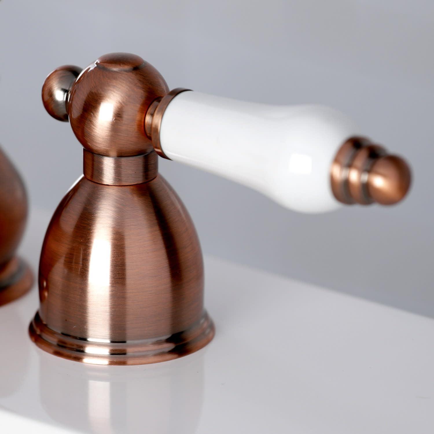 Kingston Brass KS3951PL Kingston Brass Restoration Two-Handle 3-Hole Deck Mount Mini-Widespread Bathroom Faucet with Brass Pop-Up