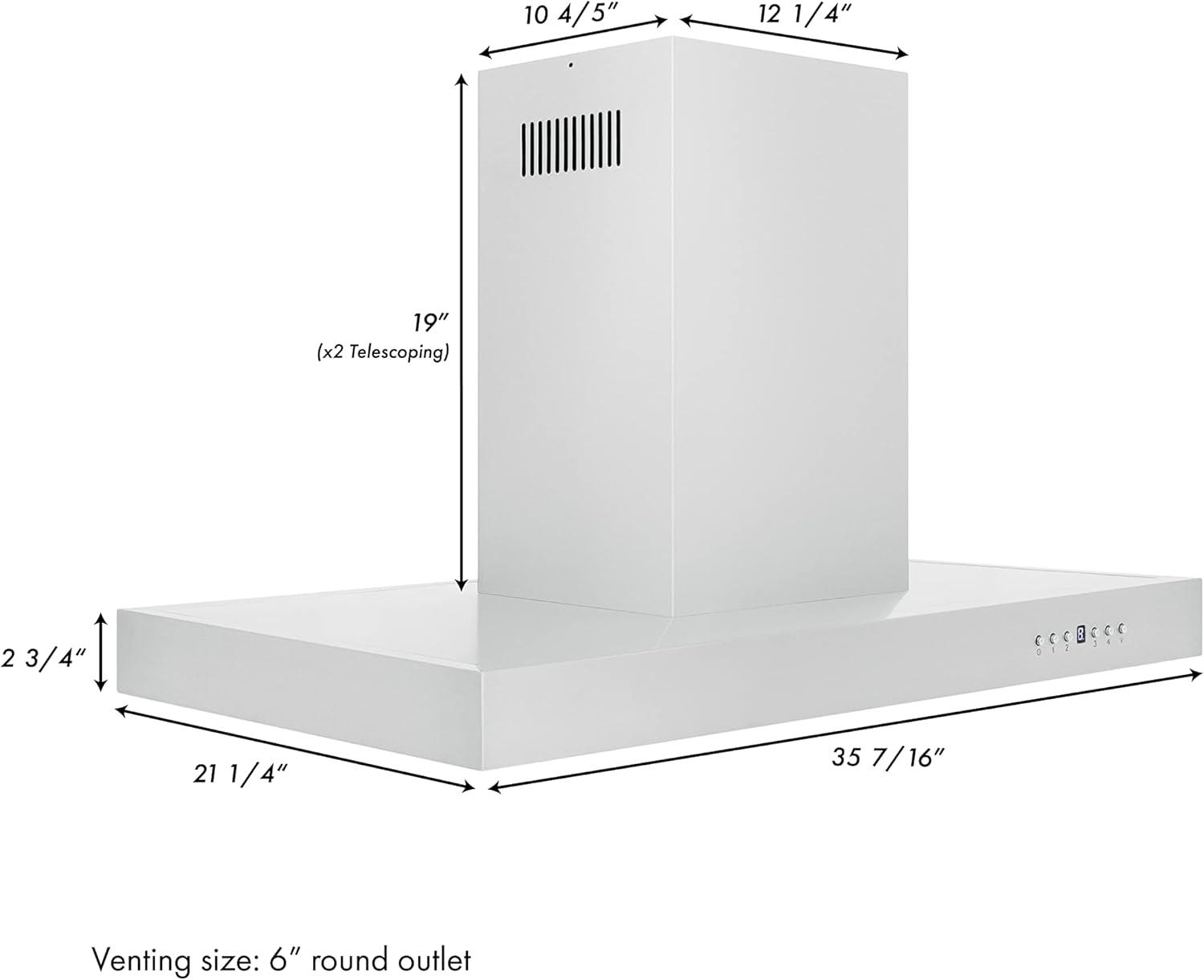 36" 400 CFM Convertible Island Range Hood