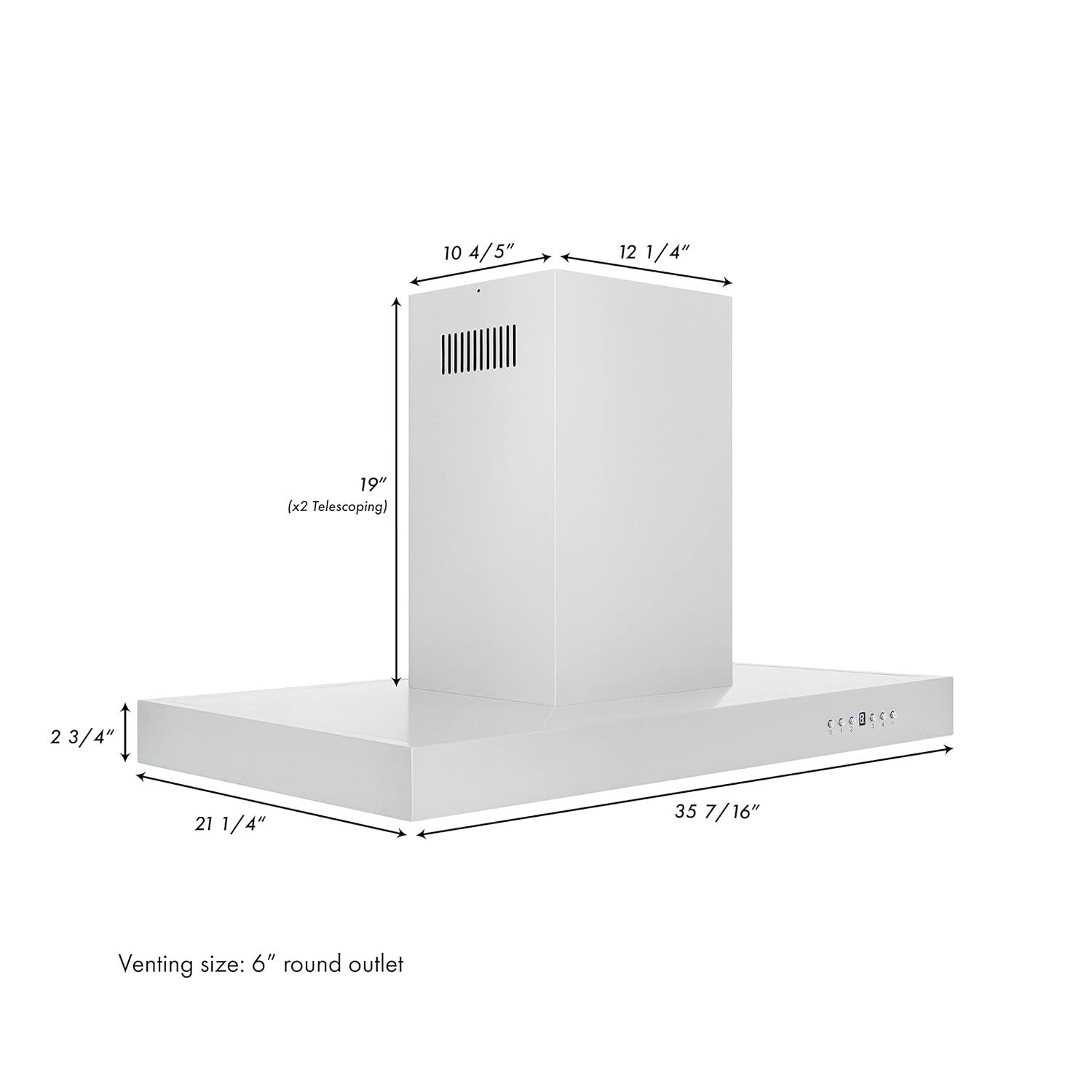 ZLINE ZLINE 36 in. Convertible Vent Isl& Mount Range Hood in Stainless Steel (KE2i-36)