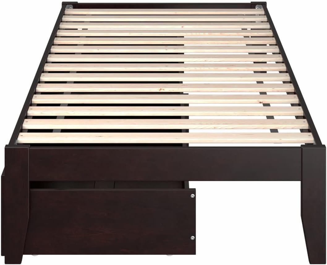 Twin XL Colorado Bed with 2 Drawers Espresso - AFI: Wood Frame, No Box Spring Needed, Storage Solution