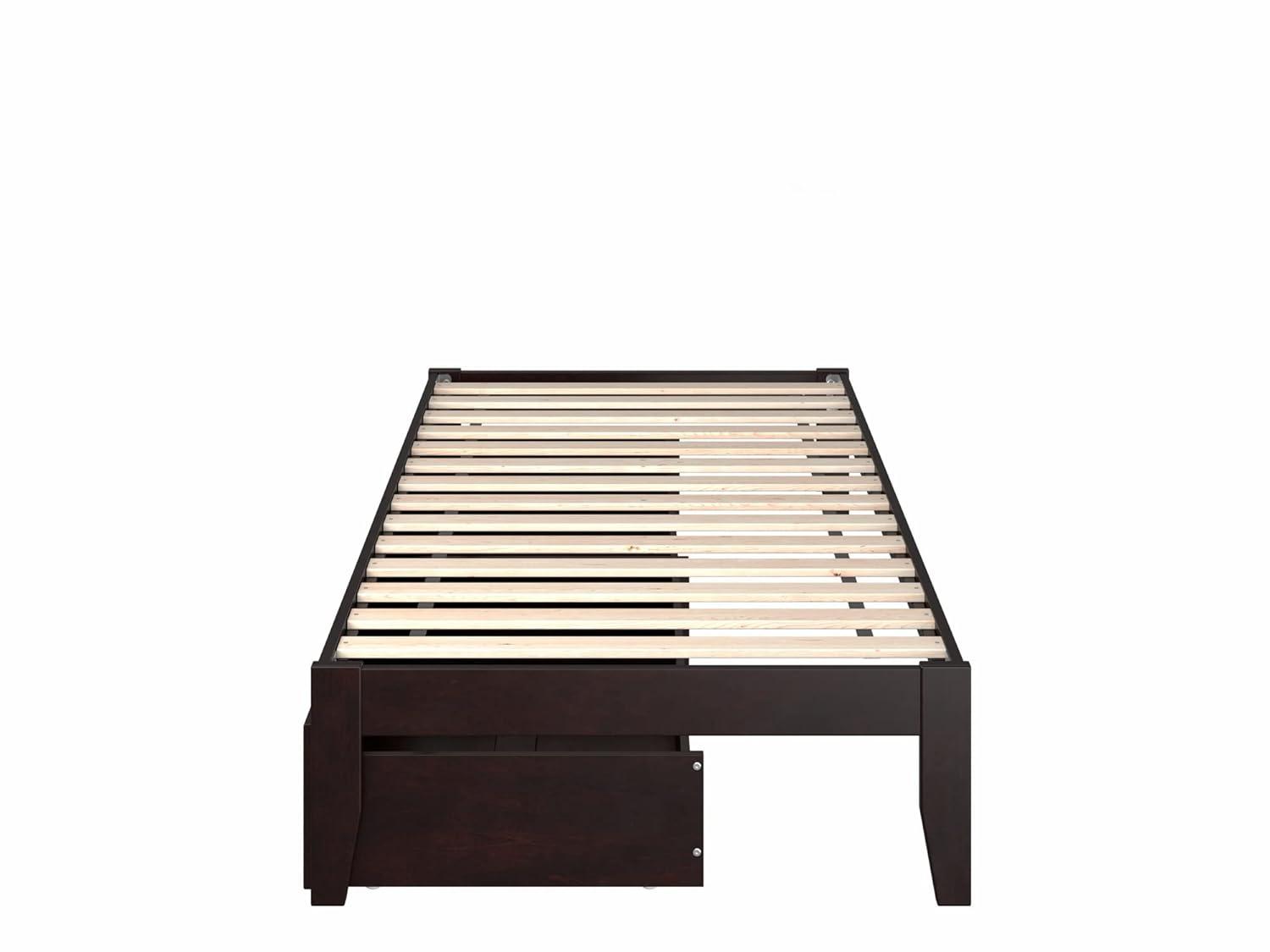Twin XL Colorado Bed with 2 Drawers Espresso - AFI: Wood Frame, No Box Spring Needed, Storage Solution